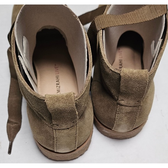Isaac Mizrahi Live IMZOE Olive Green Suede Ribbon Lace Desert Boots Womens 5M - Picture 6 of 10